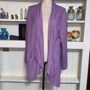 Eileen Fisher Linen Cotton Open Front Draped Cardigan 2X